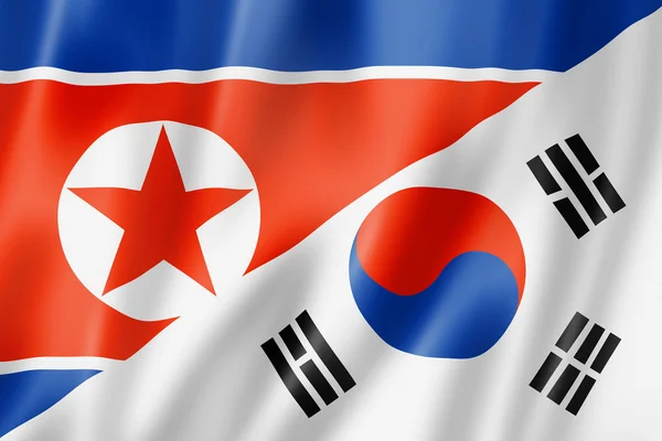 Corea del Norte y Corea del Sur bandera — Foto de Stock