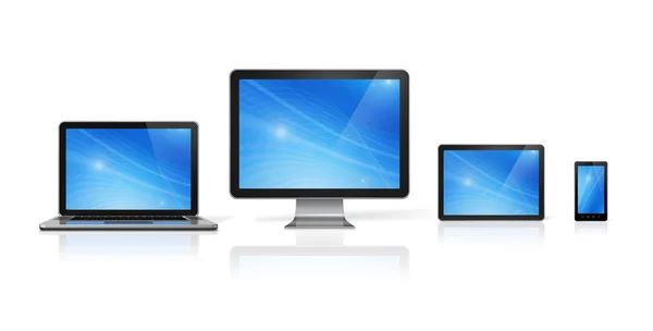 Computer, laptop, mobile phone and digital tablet pc — Stock Photo, Image