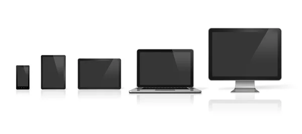 Computador, laptop, telefone celular e tablet digital pc — Fotografia de Stock