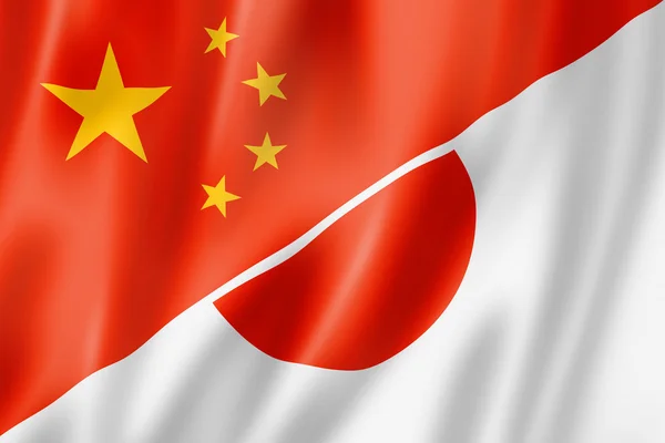 Kina och japan flagga — Stockfoto