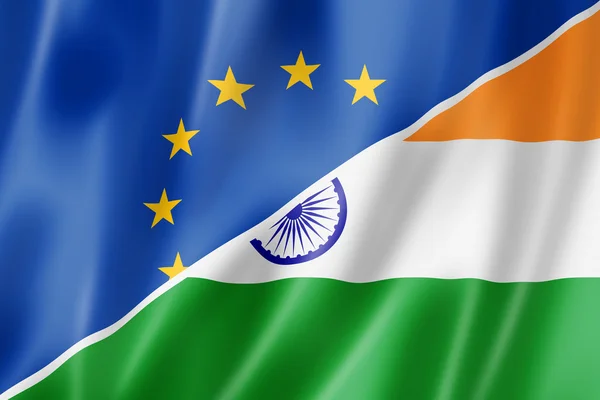 Europa und Indien Flagge — Stockfoto