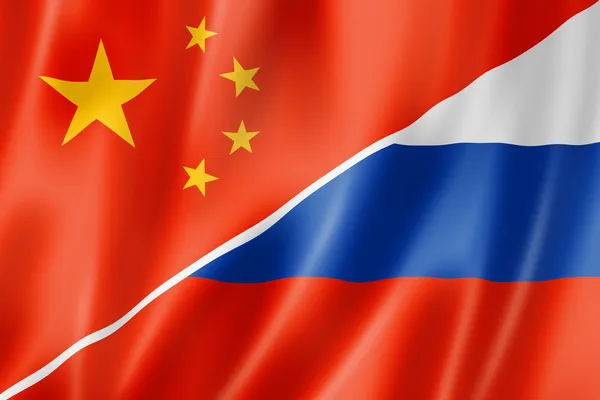 China und Russland Flagge — Stockfoto