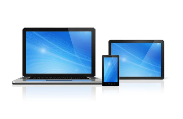 Laptop, mobile phone and digital tablet pc — Stock Photo, Image