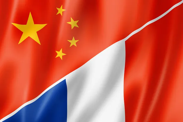 Kina och Frankrike flagga — Stockfoto