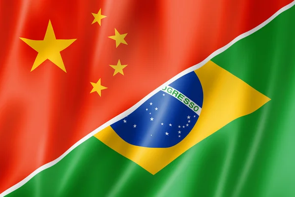 Kina och Brasilien flagga — Stockfoto