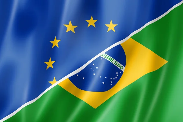 Europa och Brasilien flagga — Stockfoto