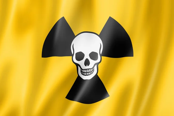 Radioactieve nucleaire symbool dood vlag — Stockfoto
