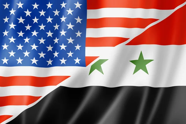 ΗΠΑ και Συρία σημαία — Φωτογραφία Αρχείου