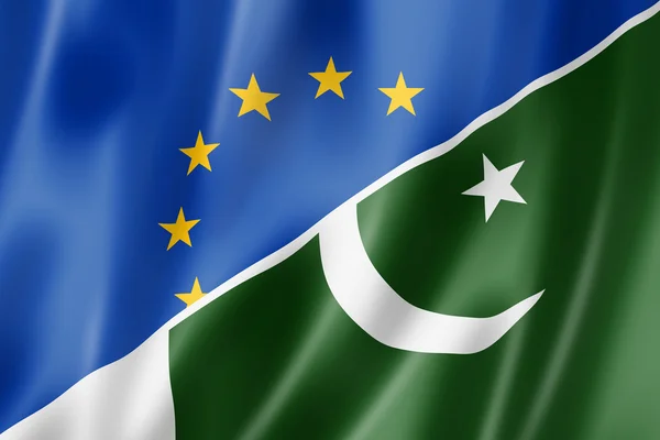 欧洲和巴基斯坦国旗 — 图库照片