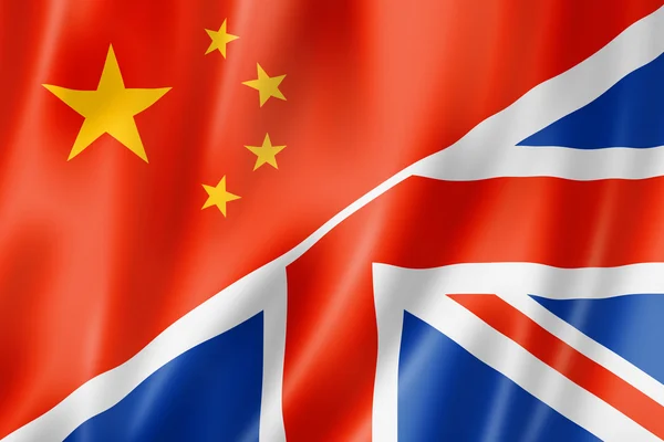 Kina och Storbritannien flagga — Stockfoto