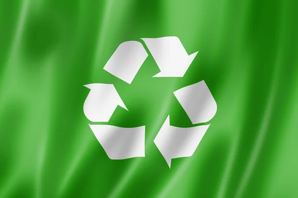 Símbolo de reciclagem bandeira — Fotografia de Stock