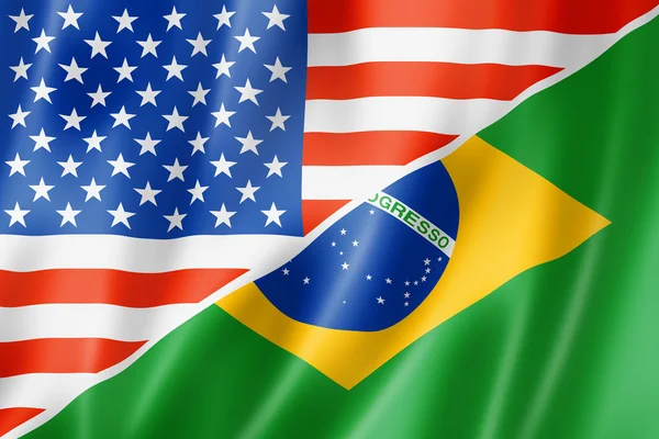 USA und Brasilien-Flagge — Stockfoto