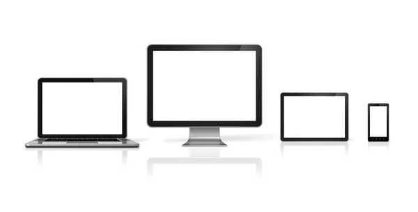 Ordenador, ordenador portátil, teléfono móvil y tableta digital PC —  Fotos de Stock