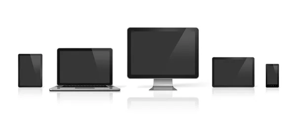 Комп'ютер, ноутбук, мобільний телефон і цифровий планшетний ПК — стокове фото