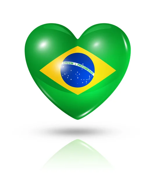 Liebe Brasilien, Herz Flagge Symbol — Stockfoto