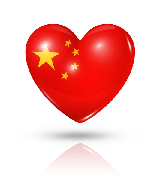 Love China, icono de la bandera del corazón —  Fotos de Stock