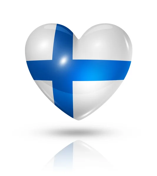 Love Finland, icône du drapeau du cœur — Photo