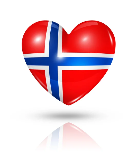 Liefde Noorwegen, hart vlag, pictogram — Stockfoto