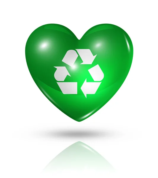 Love recycling symbol, heart flag icon — Stock Photo, Image