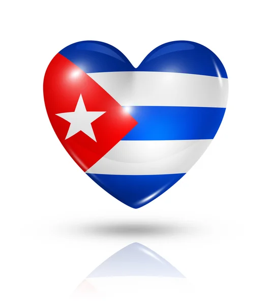 Love Cuba, icono de la bandera del corazón —  Fotos de Stock