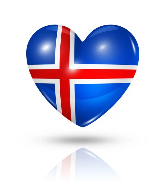 Amor Islandia, icono de la bandera del corazón — Foto de Stock