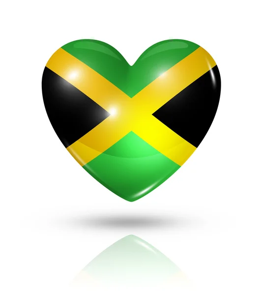 Love Jamaica, icono de la bandera del corazón —  Fotos de Stock