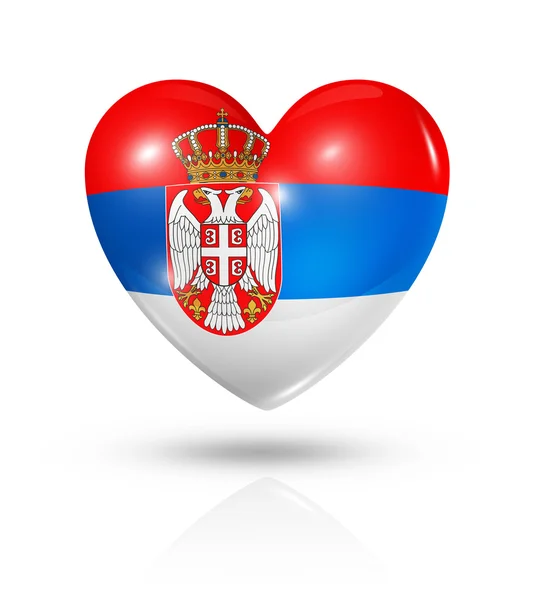 Láska Srbsko, ikona příznaku srdce — Stock fotografie