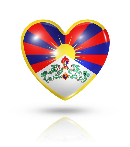 Liebe Tibet, Herz Flagge Symbol — Stockfoto