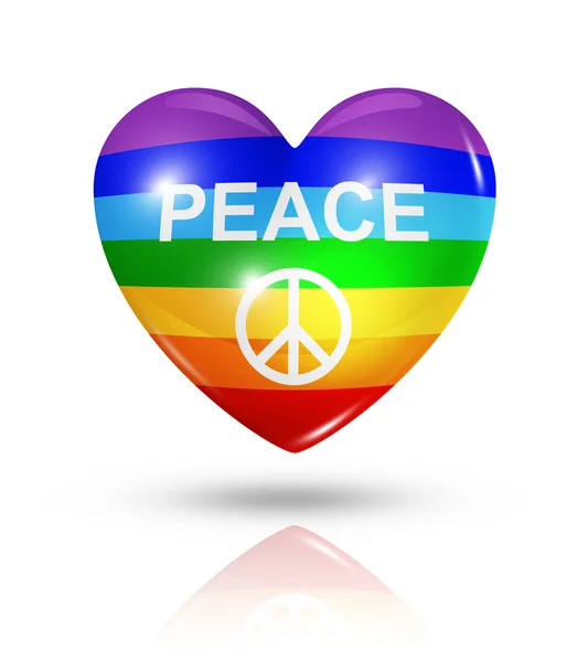 Love peace, heart flag icon — Stock Photo, Image