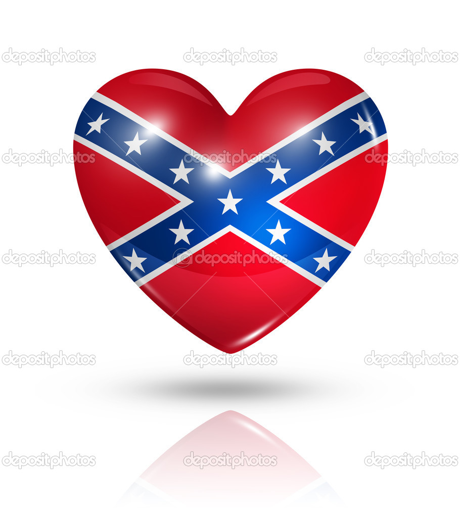 Love confederate, heart flag icon