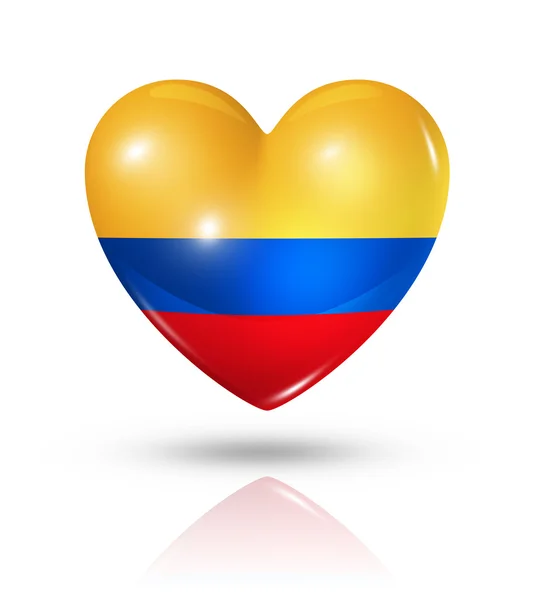 Love Colombia, icona della bandiera del cuore — Foto Stock