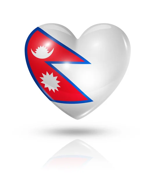 Love Nepal, icona della bandiera del cuore — Foto Stock