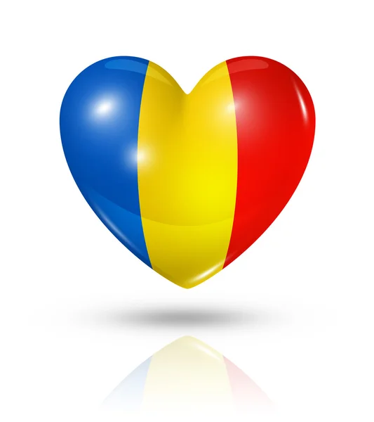 Love Romania, icône du drapeau du cœur — Photo