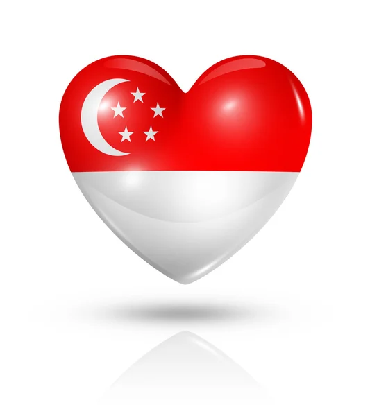 사랑 하는 싱가포르, 심장 플래그 아이콘 — 스톡 사진