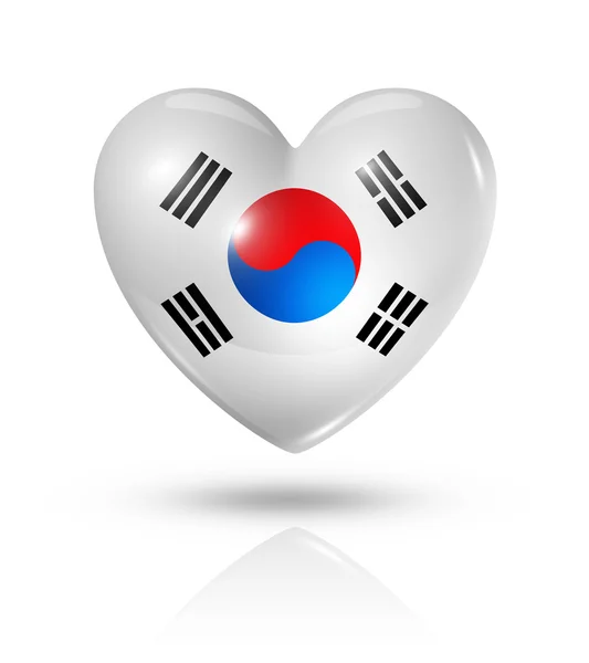 Love South Korea, heart flag icon — Stock Photo, Image