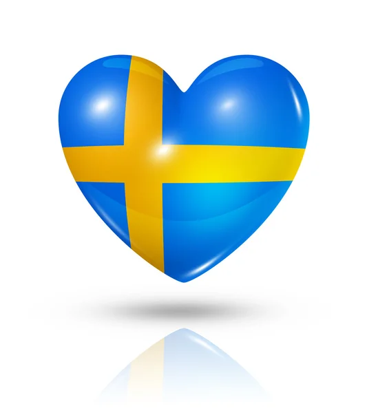 Love Sweden, icono de la bandera del corazón — Foto de Stock