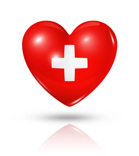 Love Switzerland, heart flag icon — Stock Photo, Image