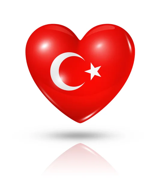 Aşk Türkiye, kalp bayrak simgesi — Stok fotoğraf