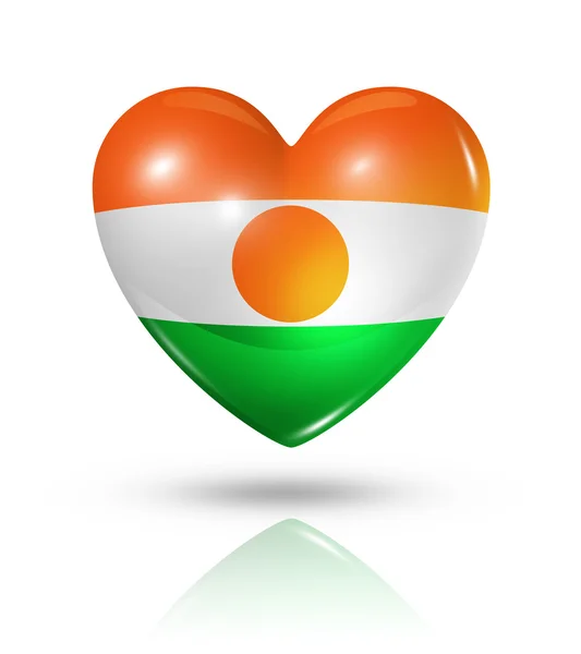 Love Niger, icono de la bandera del corazón —  Fotos de Stock