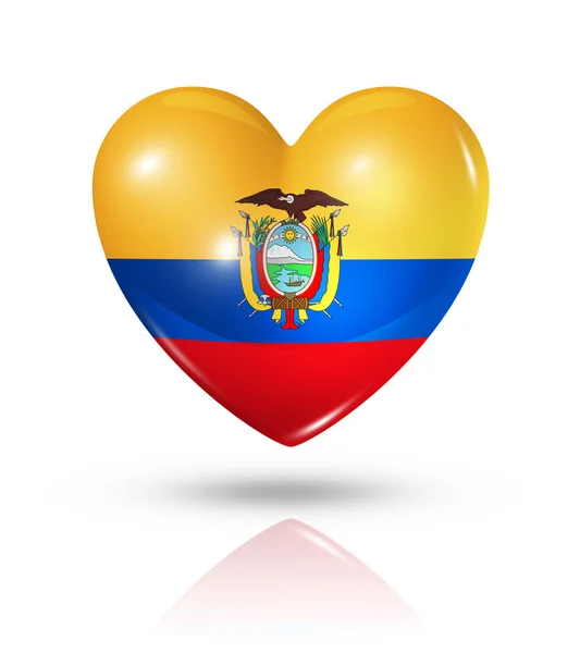 Love Ecuador, icono de la bandera del corazón — Foto de Stock