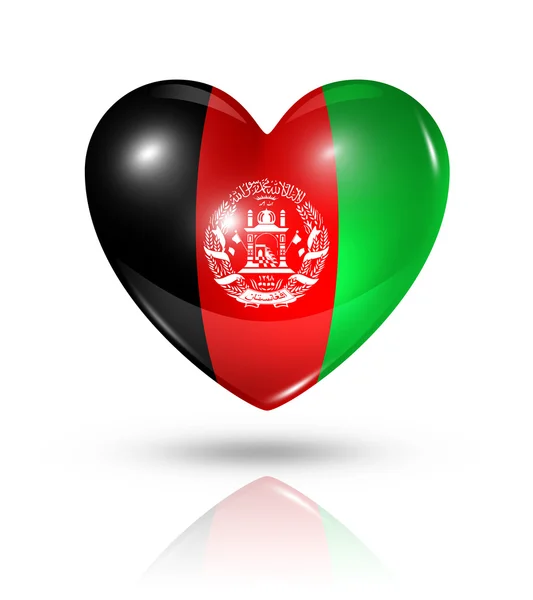 Love Afghanistan, icône du drapeau du cœur — Photo