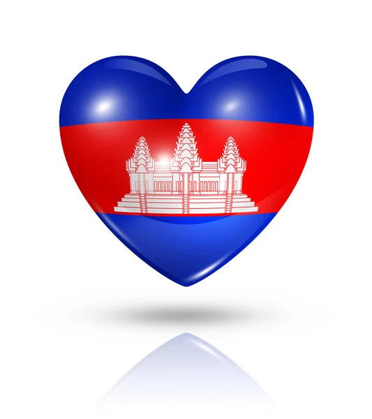 Love Cambodia, heart flag icon — Stock Photo, Image