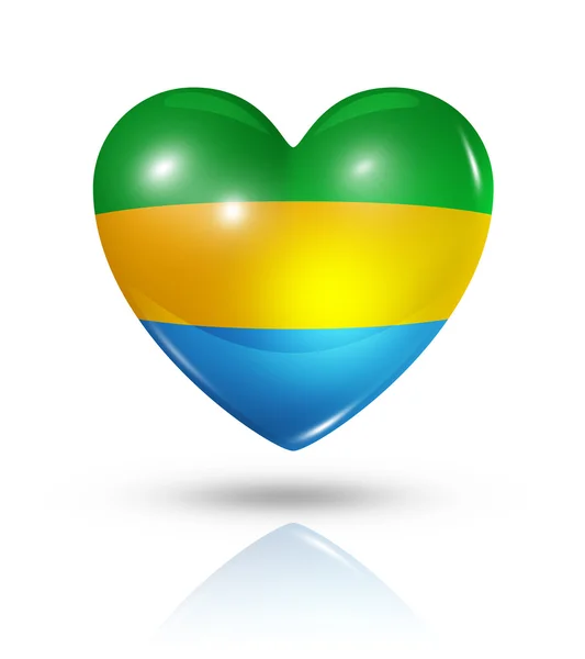 Love Gabon, heart flag icon — Stock Photo, Image