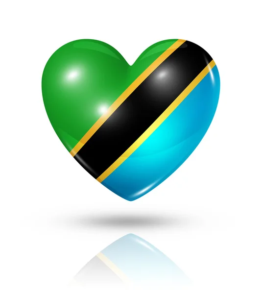 Dragoste Tanzania, pictograma drapelului inimii — Fotografie, imagine de stoc