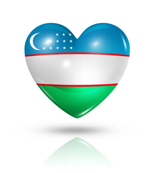 Love Uzbekistan, heart flag icon — Stock Photo, Image