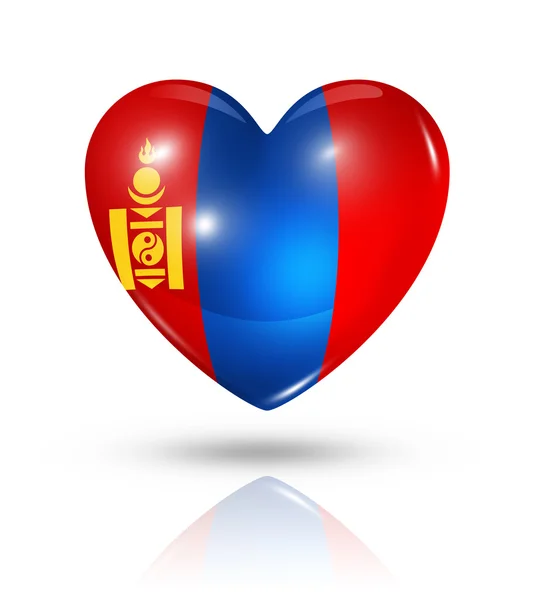 Amor Mongólia, ícone da bandeira do coração — Fotografia de Stock
