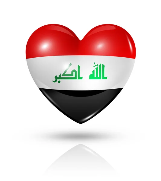Love Iraq, icona della bandiera del cuore — Foto Stock