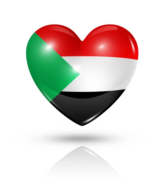 Amor Sudán, icono de la bandera del corazón —  Fotos de Stock