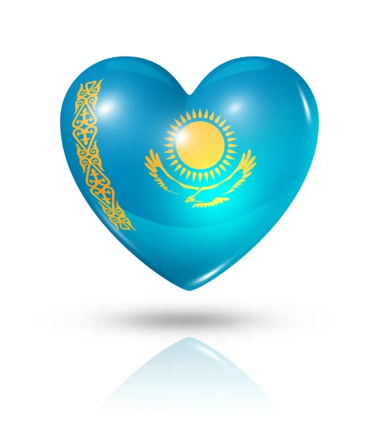 Láska Kazachstán, ikona příznaku srdce — Stock fotografie