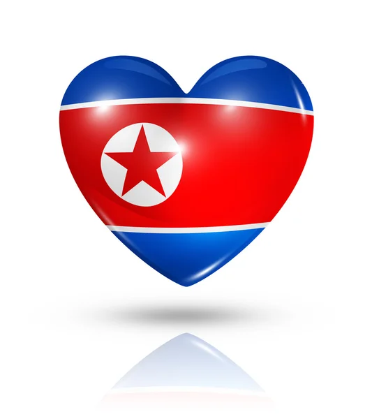 Amor Corea del Norte, icono de la bandera del corazón — Foto de Stock